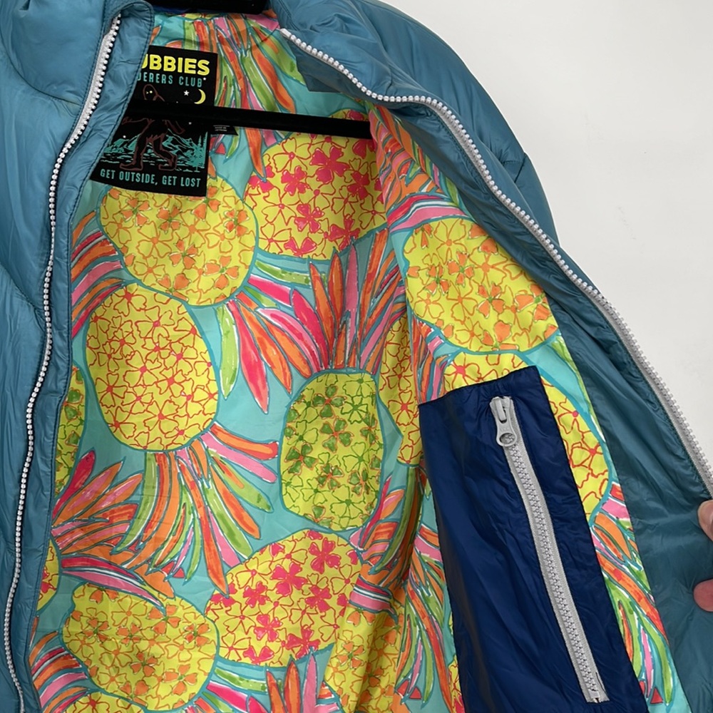 Chubbies Green Blue Wanderer's Club Puffer Jacket Coat Adult Size XL - Picture 2 of 5